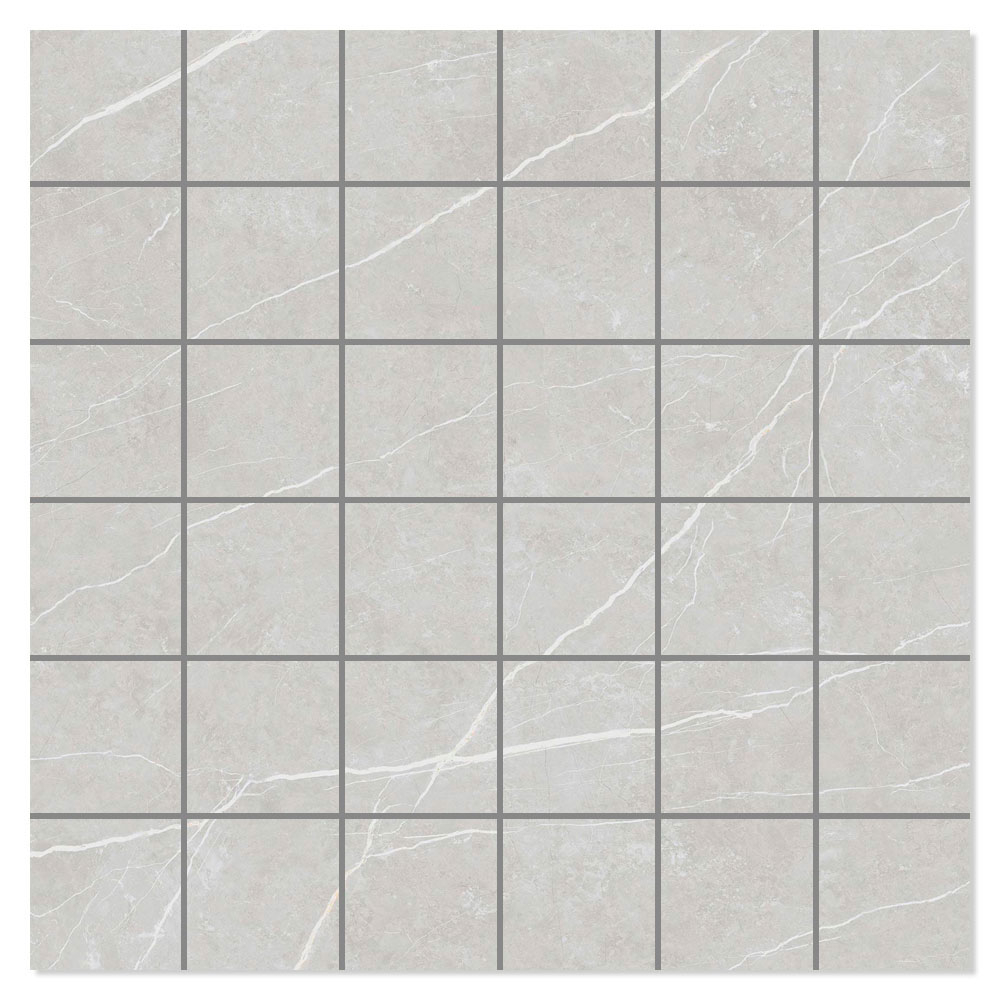 Mosaikkflis Prestige Lys Grå Polert 30x30 (5x5) cm